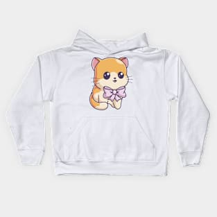 Cute kitten wearing a bow tie Kids Hoodie